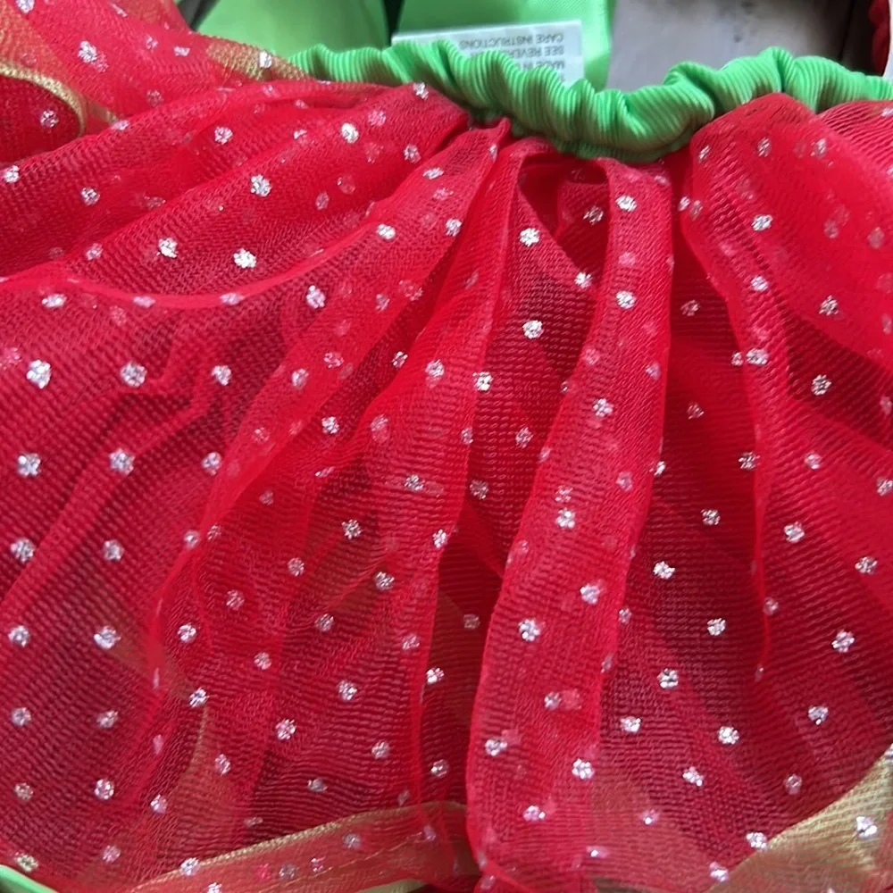 Christmas tutu w/matching legwarmers, ruffle diaper cover, headband and onesie